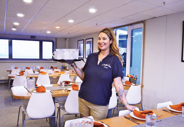 A nautilus hostess in the dining room