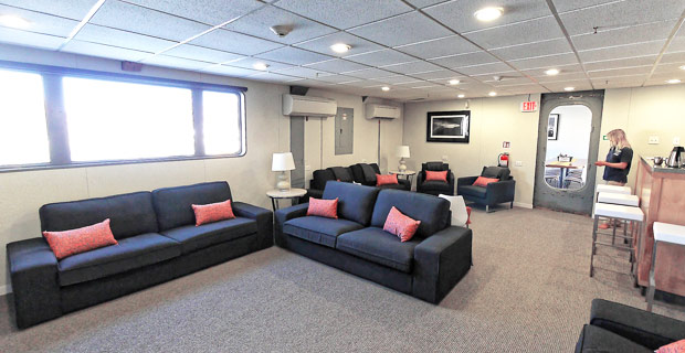 a clean and spacious room on the Nautilus Belle Amie for trips to Guadalupe Great White Sharks and Socorro Giant Mantas adventures